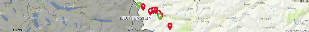 Kartenansicht für Apotheken-Notdienste in der Nähe von Stallehr (Bludenz, Vorarlberg)